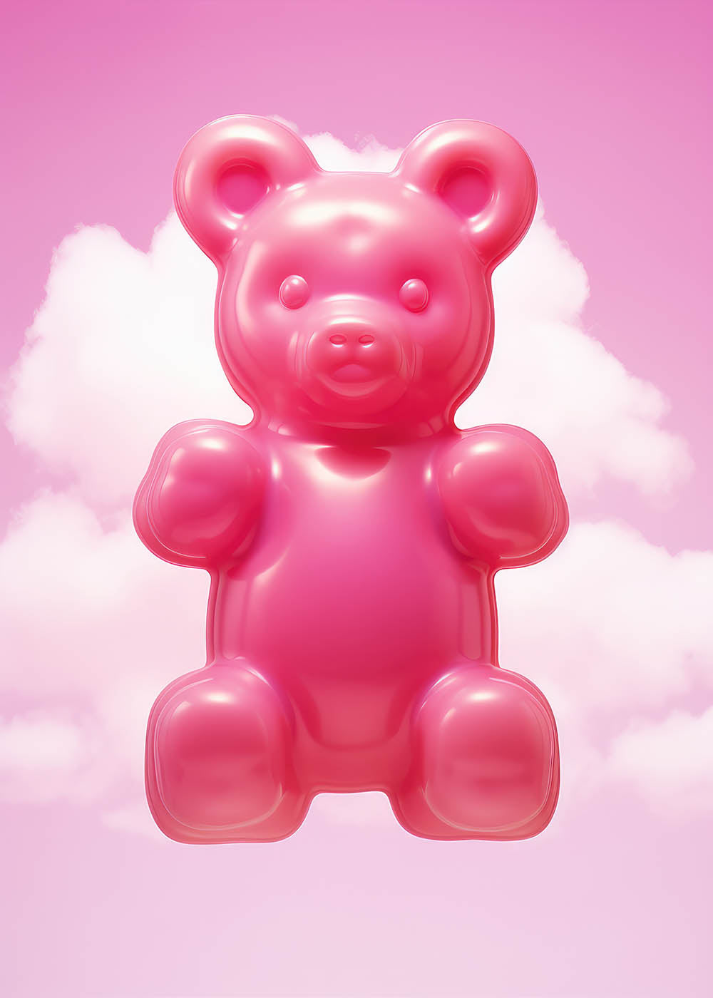 Whimsical Pink Gummy Bear Poster - Vibrant, Candy-Inspired Wall
